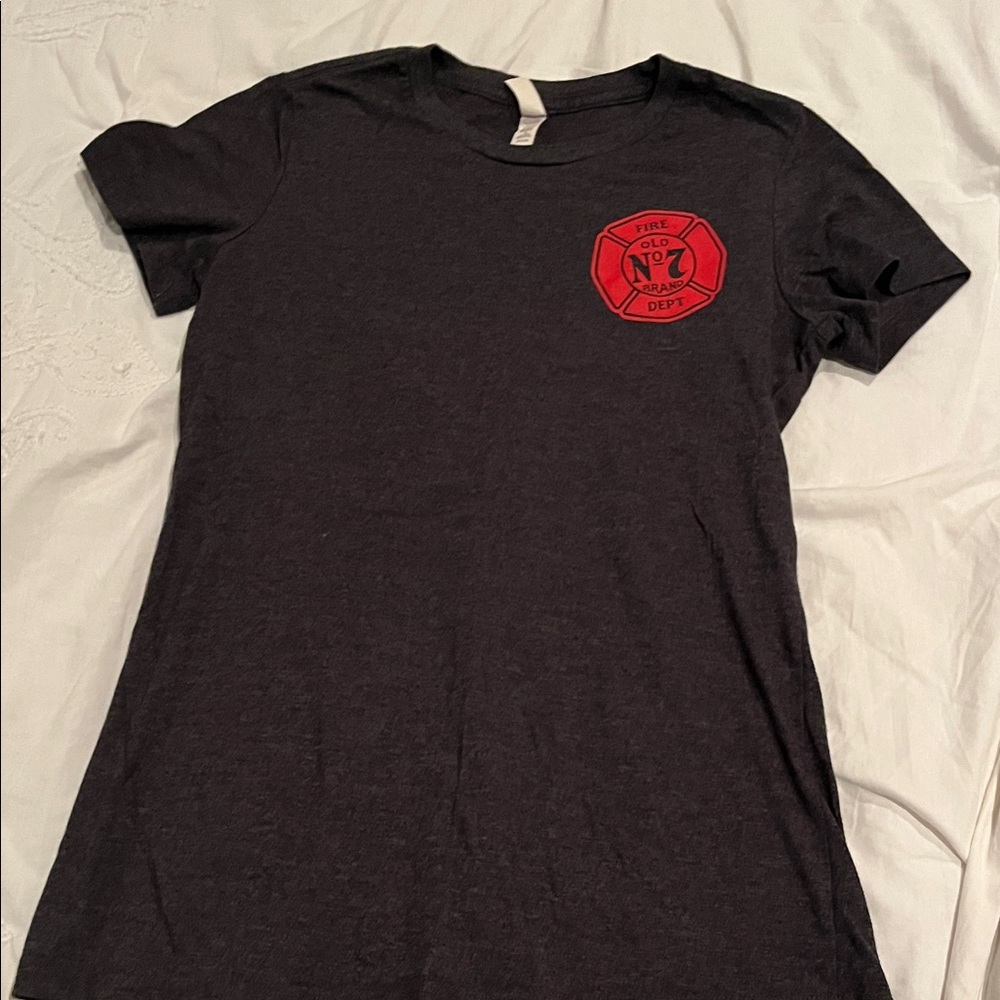 Jack Daniels Tennessee Fire charcoal T-Shirt with Red Fire Dept Logo - RARE
